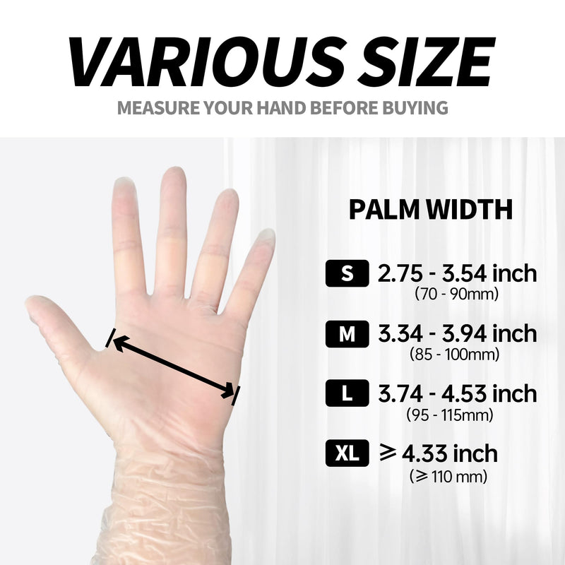 [Australia] - Basic Vinyl Exam Gloves, 4 Mil Powder-Free Food Safe House Cleaning Disposable Medical Glove, Clear 100 Pcs Clear (Medium 100) 