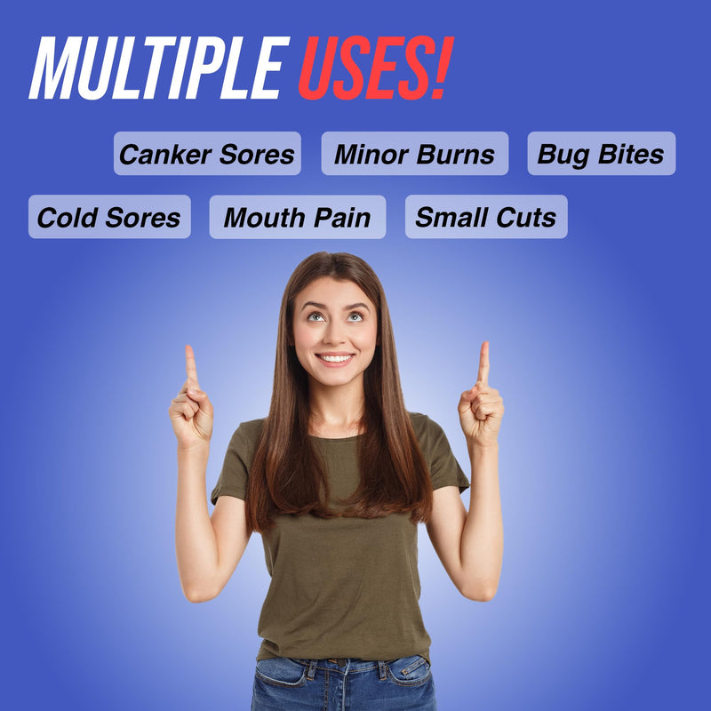 [Australia] - Fast Acting Cold Sore Canker Sore Treatment for Lips & Inside Mouth, Oral and Topical Rapid Pain Relief Over-The-Counter, 3g, 0.1 oz Tube, 1 Pack 