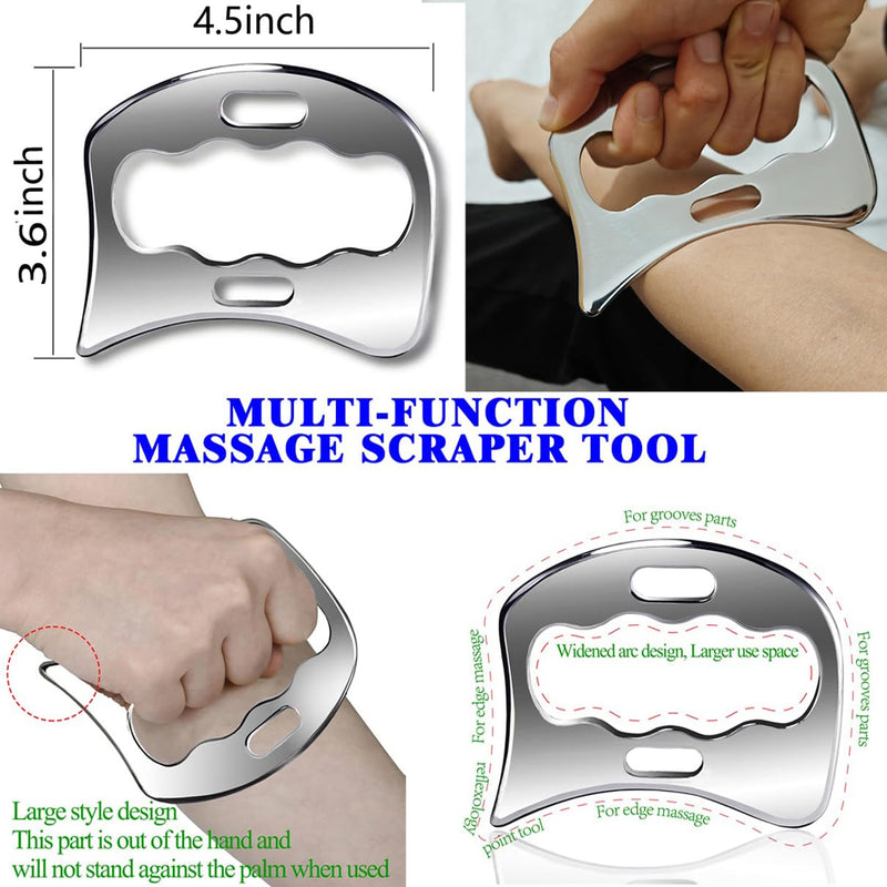[Australia] - Professional Muscle Scraper Stainless Steel Gua Sha Massage Tool Set, 5-Piece with Case, Physical Therapy and Soft Tissue Mobilization Tool AnTiexi-5set3 