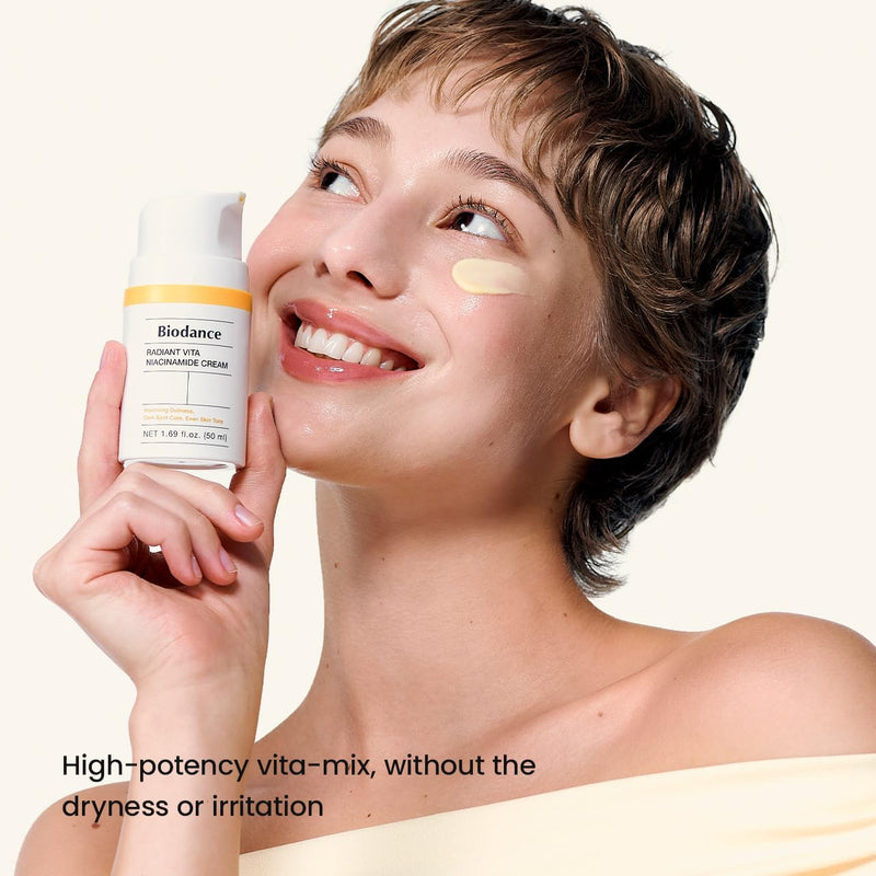 BIODANCE Radiant Vita Niacinamide Cream, Brightening, Dark Spot Correcting, Hydrating Facial Moisturizer with Vitamin C, B12, Korean Skin Care, Self Care Gifts for Women | 1.69 fl.oz, 50ml 1.69 Fl Oz (Pack of 1)
