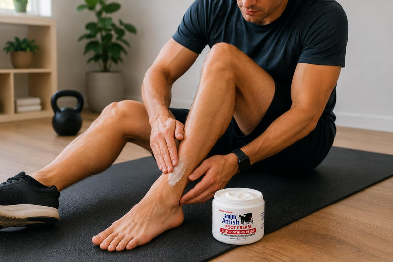 Smith Amish Foot Cream, Deep Soothing and Calming to Foot and Legs. 4.5 oz | Refreshing Hydration for Dry, Tired Feet & Legs - Tea Tree, Peppermint & Botanical Comfort Blend