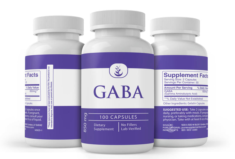 Pure Original Ingredients GABA, (100 Capsules) Always Pure, No Additives or Fillers, Lab Verified 100 Count (Pack of 1)