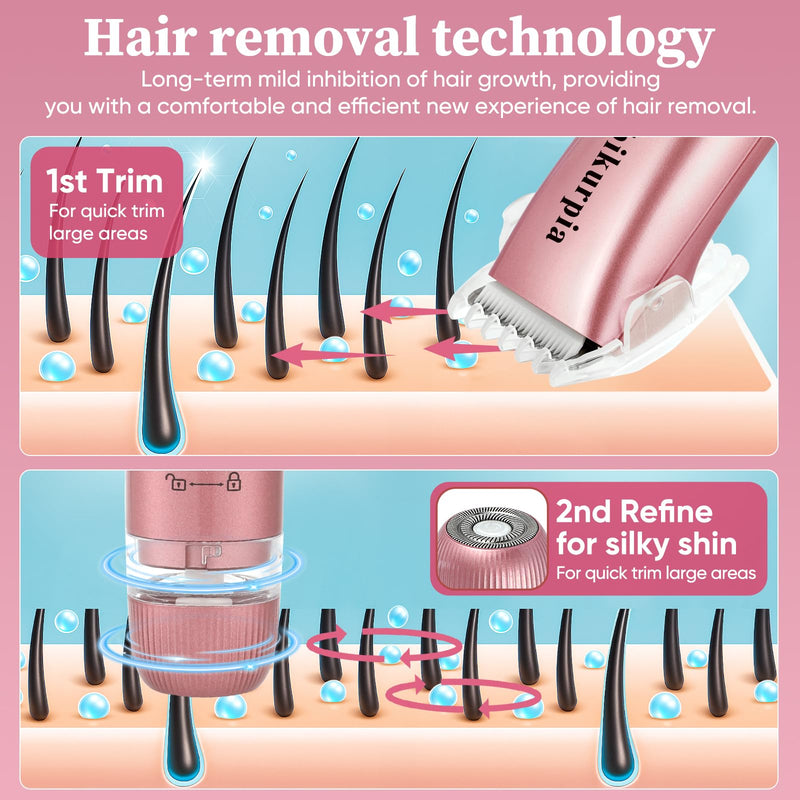 [Australia] - Bikini Trimmer for Women — 2-in-1 Replaceable Women's Facial Razor, Ceramic Blade,Intimate Area Hair Remover, Facial & Body Hair Remover 
