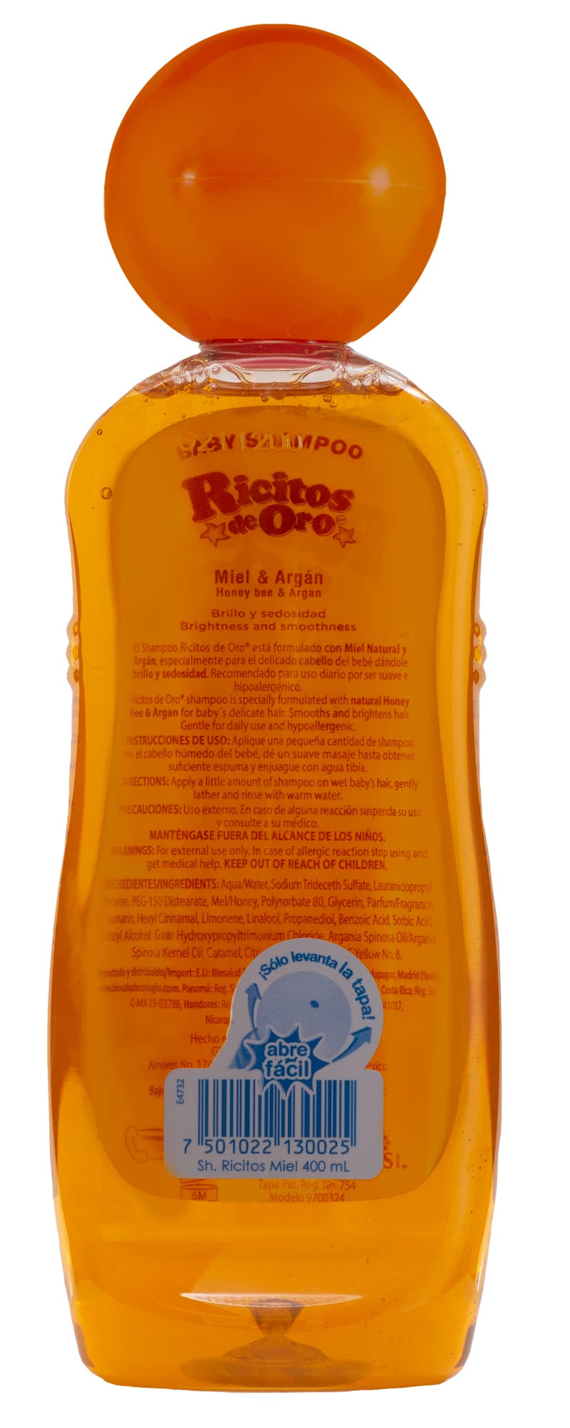[Australia] - Ricitos de Oro Baby Shampoo Cleansing Shampoo with Natural Extract No more tears Hypoallergenic 2Pack of 13.5 FL Oz Bottles., White, Honey, 2 Count, (Pack of 2) 