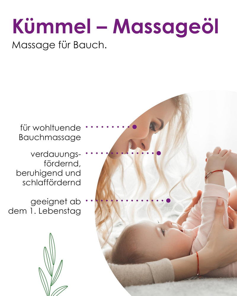 [Australia] - The aroma oil manufacturer KÜMMEL MASSAGE OIL for babies 30ml - soothing baby belly massage with 100% natural ingredients, baby oil 