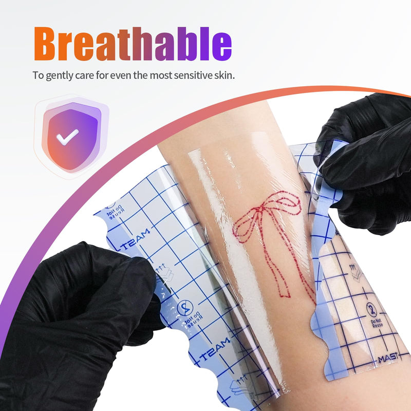 Mast Tattoo Cover Ultra Large Roll - Thin 8" x 33 Yard Waterproof Transparent Film for Tattoo Aftercare Initial Healing & Skin Protection Breathable Adhesive Bandage Wrap