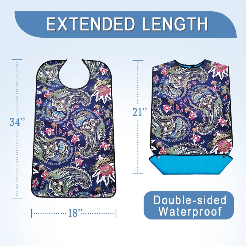 [Australia] - Adult Bibs with Crumb Catcher, Washable and Adjustable Adult Bibs for Women Men Elderly Seniors 1 Flower 