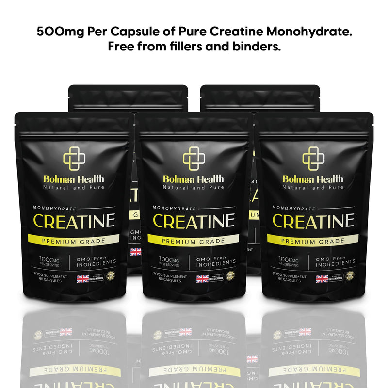 Creatine Monohydrate | 60 Capsules | 30 Day Supply | 1000mg Per Serving | Supports Muscle Strength & Performance | Pre & Post Workout Supplement for Men & Women | Vegan Capsules