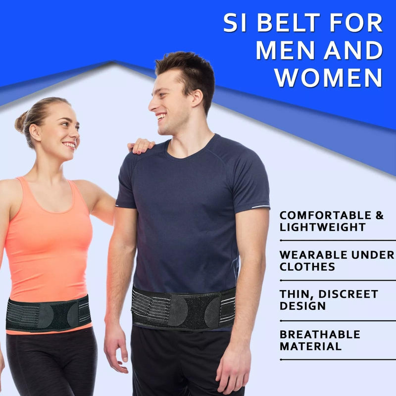 Premium Sciatica Belt Support | Adjustable Lumbar & Hip Brace | Pain Relief for Lower Back | Comfortable & Breathable Compression Belt for Sciatica & Sacroiliac Pain (Unisex) (Black)