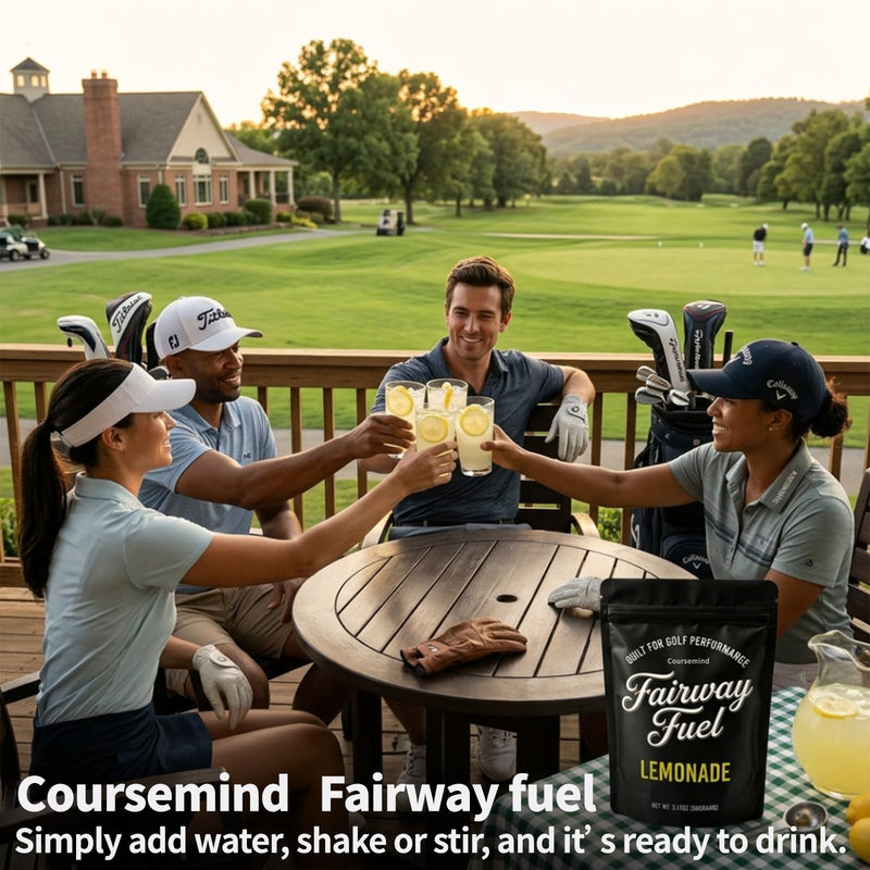 Coursemind Fairway Fuel Golf Electrolyte Drink Mix Powder, Hydration Formula with B Vitamins, Sports Performance Beverage for Golfers, Lemonade Flavor, 18 Servings Lemon
