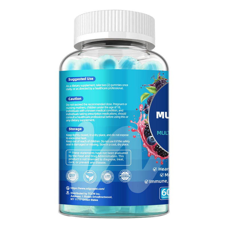 Migcopat 2-Pack Multivitamin for Men, Mens Multivitamins Gummies w/Omega-3, Probiotics, Inositol, Folate, Male Support Blend, Vitamins A, C, D, E, B - Support Heart, Brain, Muscle, Energy, Sugar-Free 120 Count (Pack of 1)