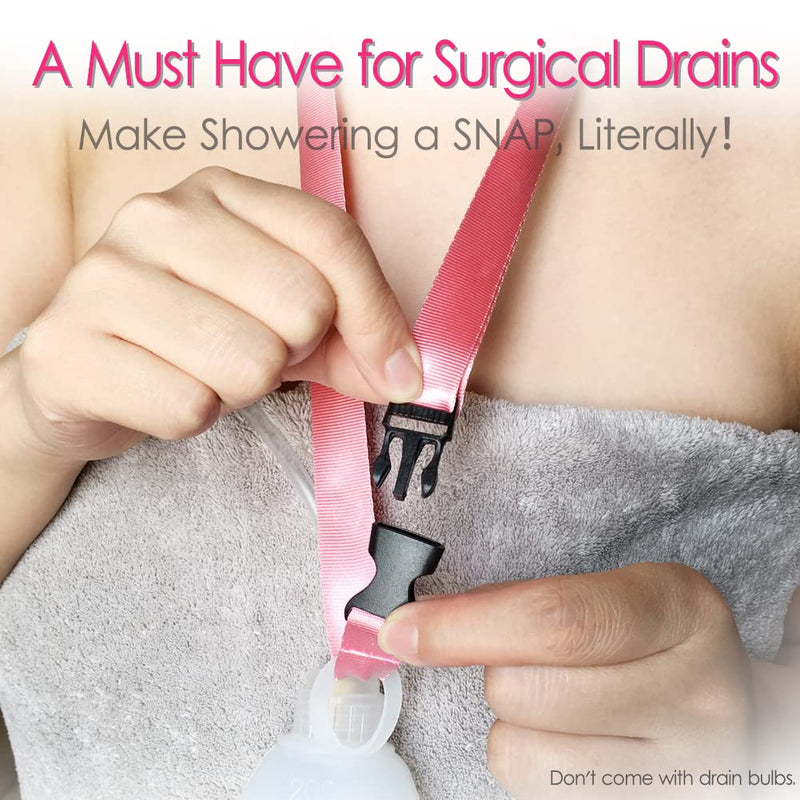 [Australia] - 2 Pack Shower Lanyard for Mastectomy Drain Holder JP Drainage/Breast Cancer/Bilateral/Unilateral/Abdominal Debridement/Tummy Tuck Patients, After-Surgery Recovery Management Neck Landyard Pink (Pack of 2) 