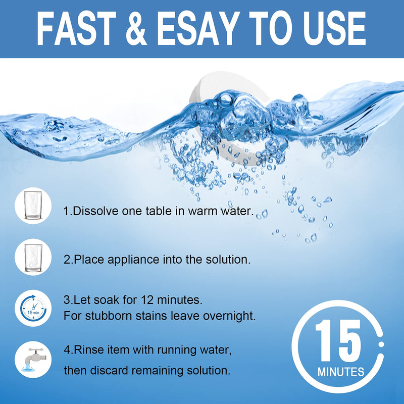 [Australia] - EZGO Retainer Cleaner Tablets, Denture Cleaning Tablets for Mouth Guard, Night Guard and Removable Dental Appliances, Removes Stains, Bad Odor, Plaque in 3 Minutes, 4 Months Supply (120 pcs) 