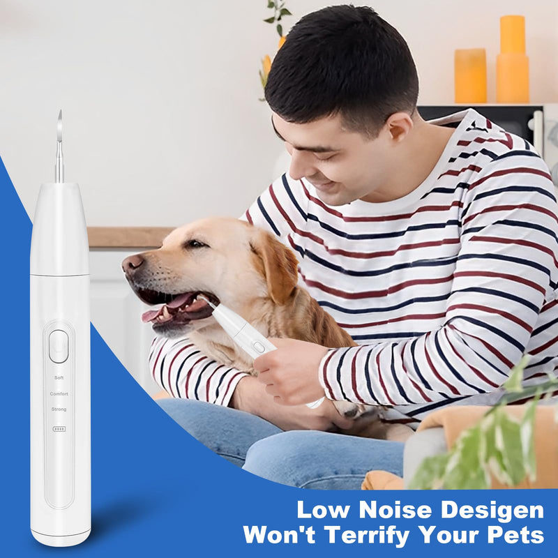[Australia] - Dog Tooth Brushing Kit, Dogs Teeth Cleaning Kit with Led Light, 3 Modes Doggie Plaque and Tartar Remover, Dental Care for Cat,Low Noise Ultrasonic Dog Teeth Cleaner, White 