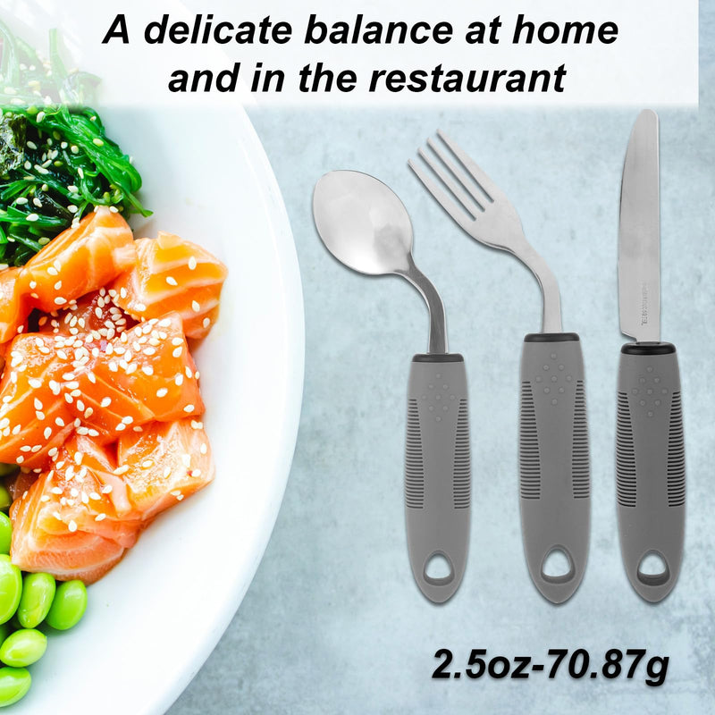 4pcs Weighted Adaptive Utensils for Hand Tremors & Parkinson's, 42° Angled Adaptive Utensils 2.5oz Weighted Silverware Set for Elderly Disabled Daily Living Assistive Gifts (Right-Handed)