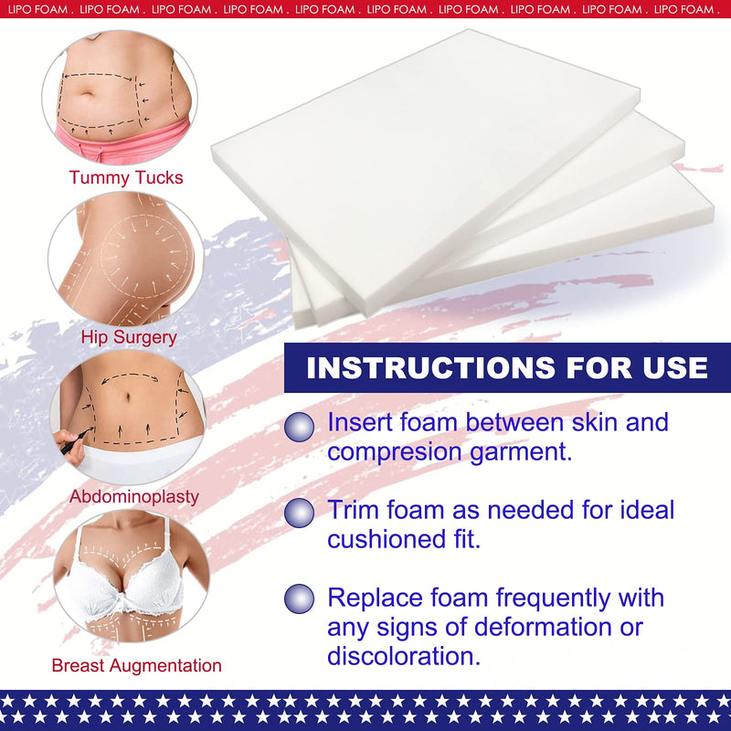 [Australia] - 3 Pack Lipo Foam Pads - Post Surgery Ab Board Liposuction Surgery Flattening Abdominal Compression Lipo Foam Sheets 8" x 11" 