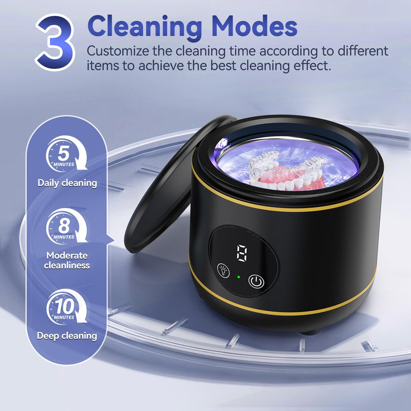 [Australia] - BlueFire Ultrasonic Retainer Cleaner for Dentures, Mouth Guard, Night Guard, Jewelry, 45kHz Professional Dental Ultrasonic Cleaner, Portable Ultrasonic Retainer Cleaner for Home Travel 