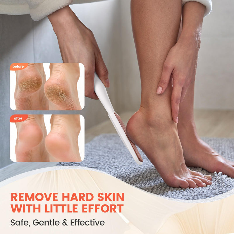[Australia] - BEZOX Nano Glass Foot File and Callus Remover - Highly Effective Callus Remover Awaken Soft Smooth Feet - Durable Foot Scrubber, Long Lasting Foot Buffer - Comfortable Handle (White) White 