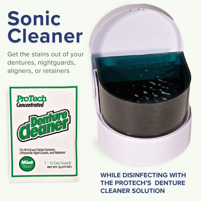 [Australia] - ProTech Removable Appliance Care Kit, Denture, Retainer, & Aligner and Cleaning Bundle with Ultrasonic Denture Retainer Cleaner, Brush, Solution, Informational Brochure, Pack of 3 