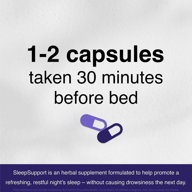 Sleep Support for Adults with 5 Organic Herbs, L-Theanine, L-Tryptophan, Glycine, Magnesium & Low Dose Melatonin, 60 Vegetarian Capsules