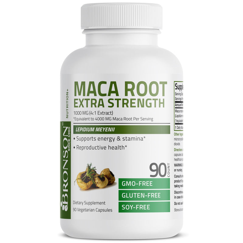 Bronson Maca Root Extra Lepidium Meyenii, Non-GMO, 90 Vegetarian Capsules Unflavoured 90 Count (Pack of 1)