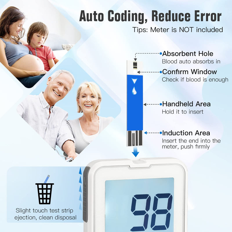 [Australia] - G-425-2 Blood Glucose Test Strips, 100 Counts Test Strips for Diabetes + 100 Counts Blood Lancets, Only for Glucoracy G-425-2 Meter Kit 