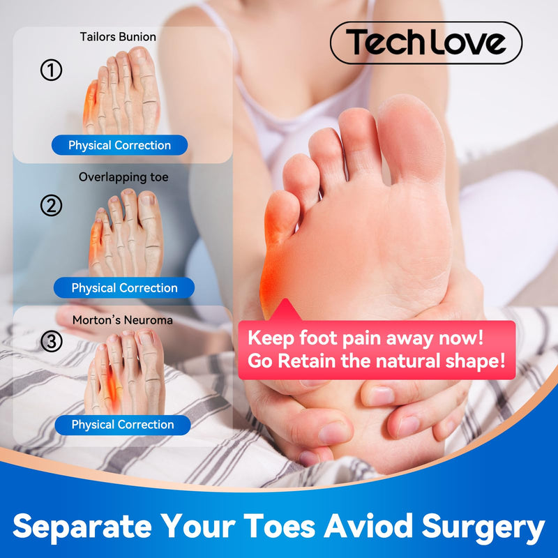 [Australia] - Tech Love 2 Pairs Original Adjustable, Pinky Toe Separators Soft Spacers Tailors Pads to Wear with Shoes, Tail toes Bunion Corrector Foot Pain Relief, Morton’s Neuroma 