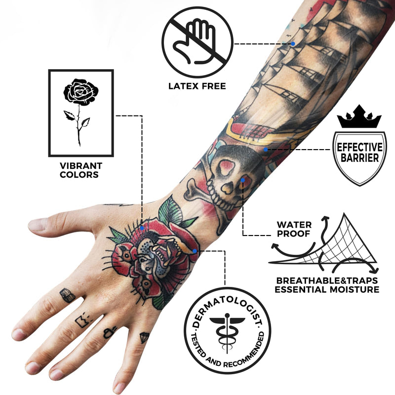 [Australia] - Tattoo Aftercare Waterproof Bandages, 6" x 4.4 Yard Tattoo Cover Up Tape, Tattoo Supplies Second Skin Transparent Film Healing Protective Clear Sterile and Safe Bandages 4 Rolls (6" x 1.1 Yard/Roll) 