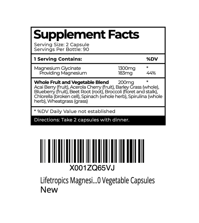 Magnesium Restore | Support Energy, Calm, and Muscle Balance | with Magnesium Glycinate and 10 Whole Fruits and Vegetables | 180 Vegetable Capsules | 3 Months Supply