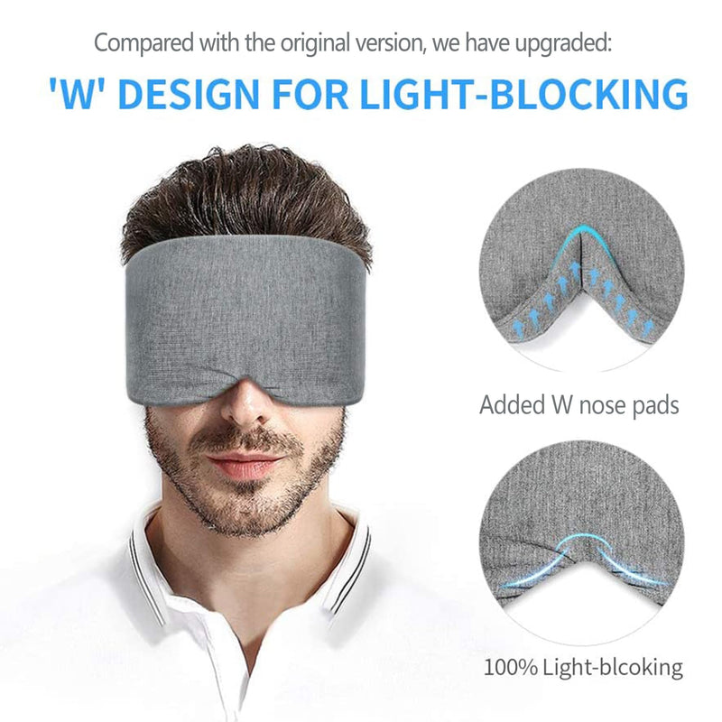 [Australia] - FRESHME Cotton Sleep Eye Mask for Men - Upgrade Design Blackout Side Sleeper Eyes Cover for Night Sleeping, Large Size Wide Soft Travel Airplane Blindfold with Adjustable Velcro Strap for Work Nap A-upgraded Nose Pad 