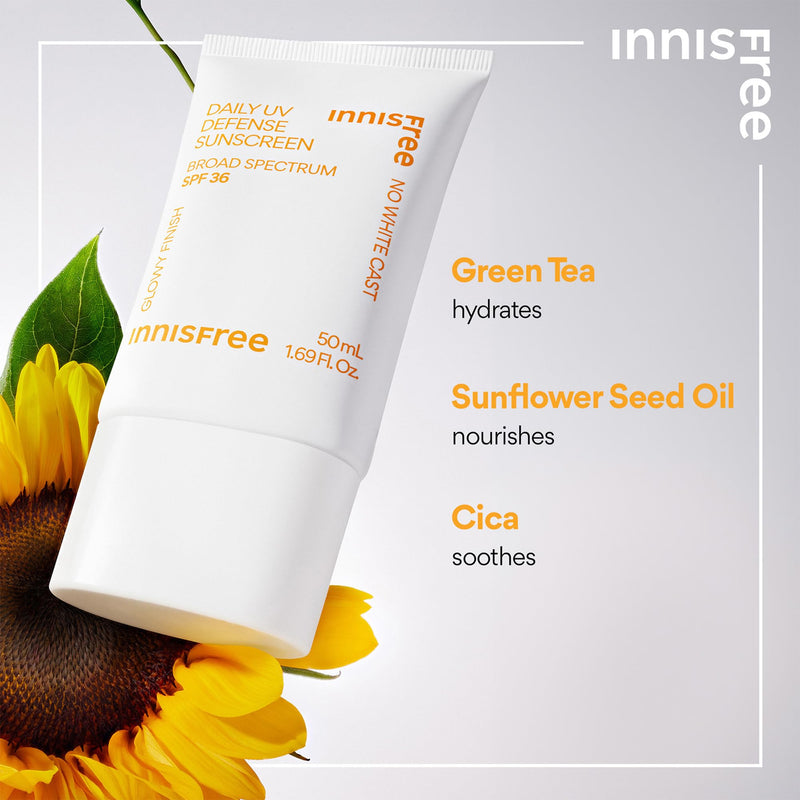 [Australia] - innisfree Daily UV Defense Sunscreen Broad Spectrum SPF 36, Invisible Korean Sunscreen with No White Cast (Packaging May Vary) 1.69 oz / 50 ml 