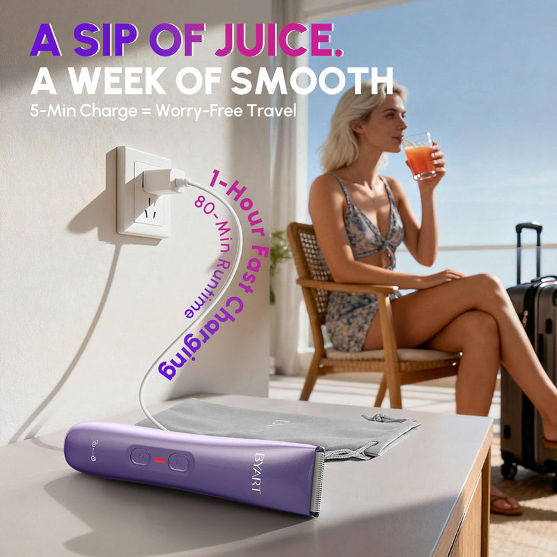 Bikini Trimmer for Women Dual Head - IPX7 Waterproof & Painless Electric Razors for Beauty, Pubic Hair, Face, Legs & Underarms– Portable Cordless Shaver with Fast Charging (Purple) Voyager Violet