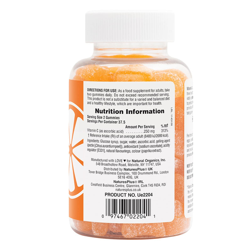 NaturesPlus Gummies Vitamin C Orange - Nutritious and Delicious Gummies for Collagen, Immune Function - Vegan, Gluten Free, Non-GMO - 75 Gummies 1 count (Pack of 1)