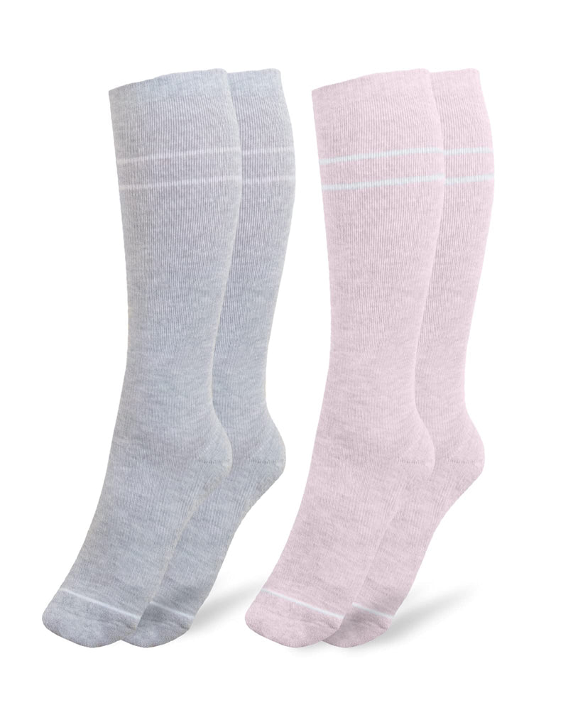 Kindred Bravely Maternity Compression Socks 2-Pack | Graduated Compression Socks for Circulation Pregnancy Travel Small Pink/Grey Heather