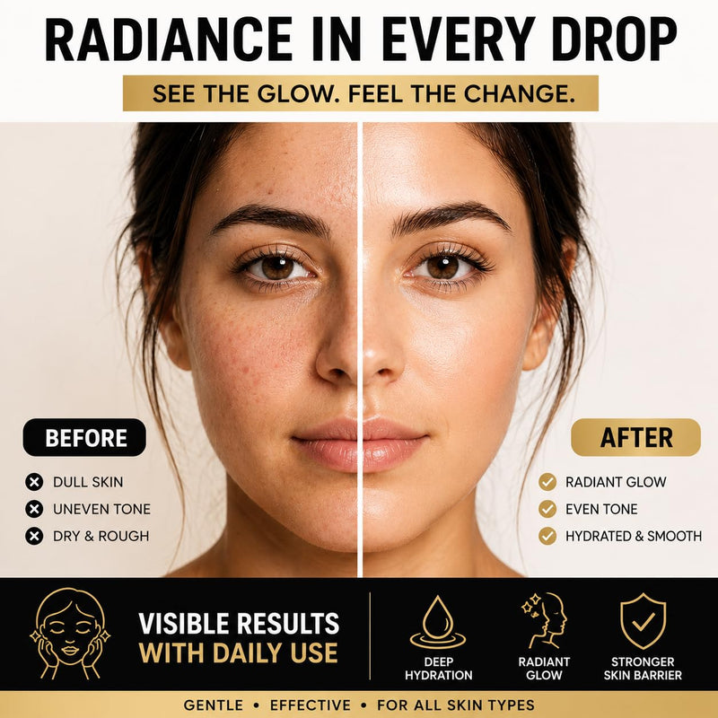 Extra Glow Face Oil Serum for Glowing Skin – Hydrating Ayurvedic Facial Oil with Rosehip & Vitamin E – Lightweight Makeup Primer for Dry, Dull & Sensitive Skin - 1 oz