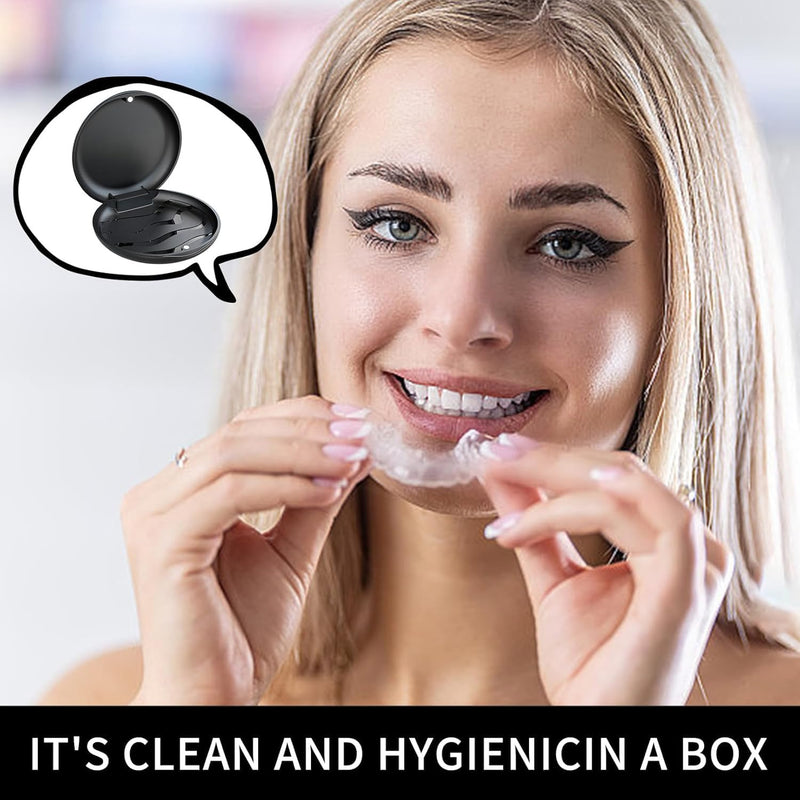 [Australia] - Braces box, denture container, portable tooth splint box, tooth rescue box, denture box, denture box, for storing braces and dentures for adults and children (black) 