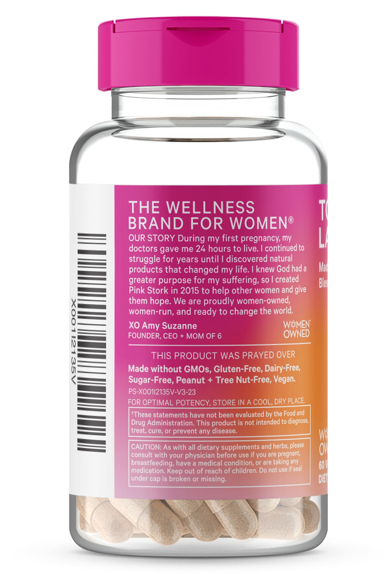 [Australia] - Pink Stork Total Lactation Supplement for Breast Milk Supply, Organic Fenugreek and Alfalfa to Support Breastfeeding, Milk Flow, and Production, Postpartum Essentials - 60 Capsules Original Formula 