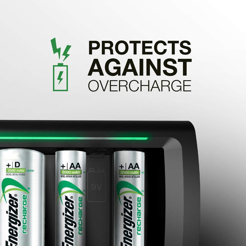 Energizer Rechargeable Battery Charger for C Cell, D Cell, AA, AAA, and 9V Rechargeable Batteries 1 COUNT