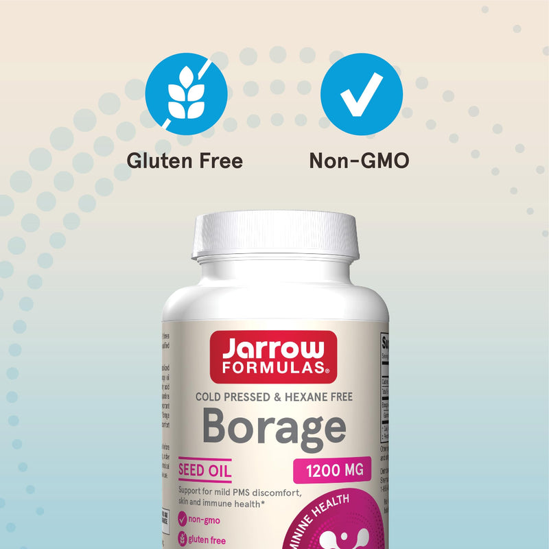 [Australia] - Jarrow Formulas Borage 1200 mg - 120 Softgels - Source of GLA - Borage Oil Supplement - For Skin Health & Immune System Support, Mild PMS Discomfort Support - Up to 120 Servings 