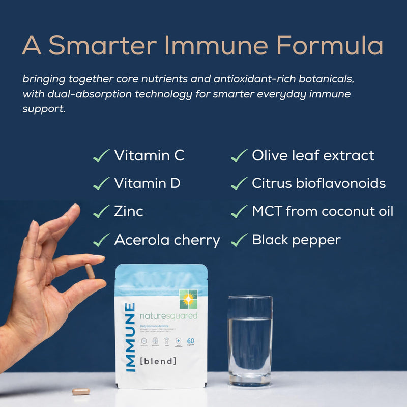 Immune [blend]: Premium Immune System Booster - 60 High Strength 8-in-1 Complex - Loaded with Vitamin C, D, Zinc, Elderberry, Acerola Cherry, Olive Leaf, Black Pepper & MCT - Made in UK