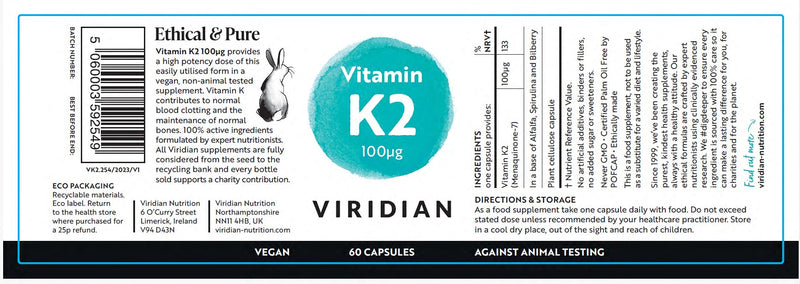 Vitamin K2 100ug - 60 Veg Caps