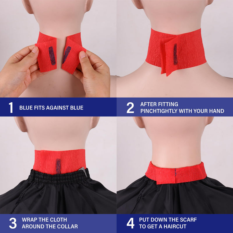 [Australia] - Stretchy Barber Paper Neck Strips - 5 Rolls & 500 Disposable Bands, Professional Hairdressing Accessory Tool Red 