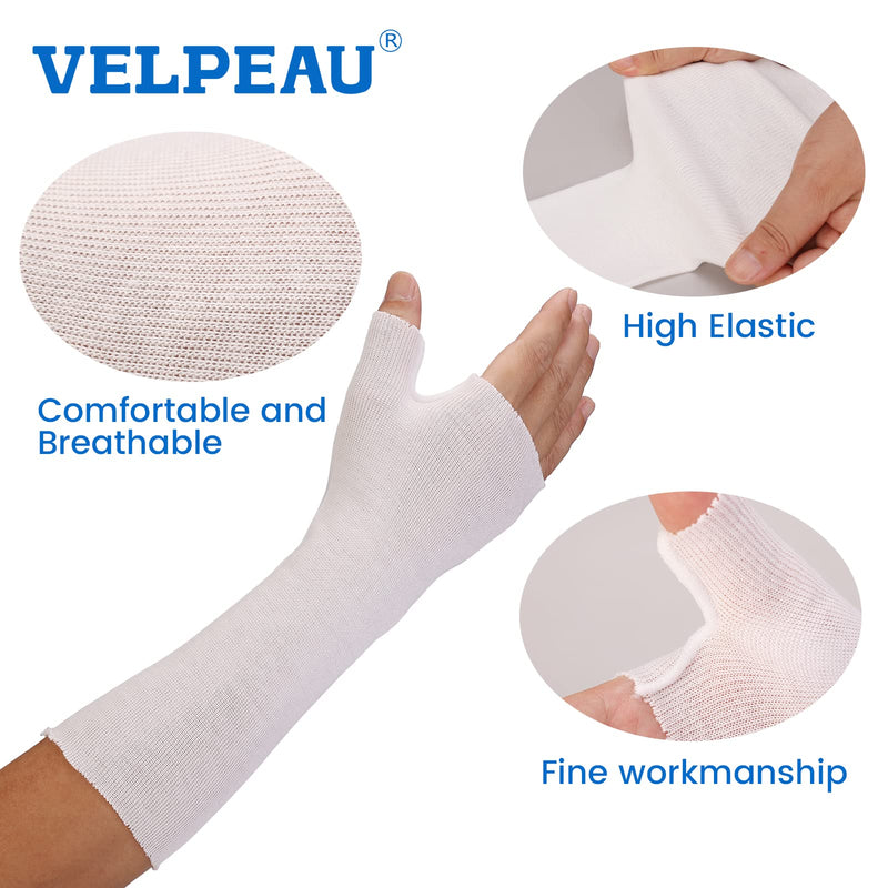Hand Socks for Splint (Pack of 10), Stockinette Tubing, Thin Breathable Surgical Sleeves for Arm, Wrist and Thumb Sleeve Under Brace, Cast Wrap Liner for Men & Women, Fit Left & Right Hands (White, M) Medium White