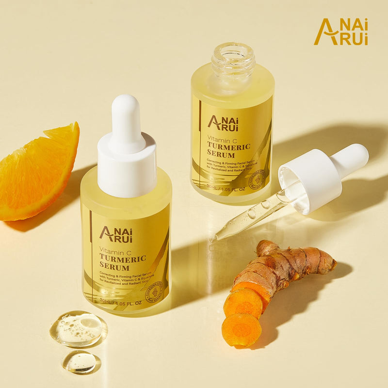 ANAI RUI Turmeric Vitamin C Face Serum, 1.05 FL.OZ | Glowing Turmeric Facial Serum, Anti-Aging Facial Serum for Wrinkles, Evening Tone, Moisturizing