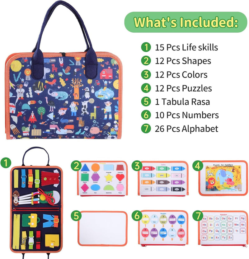 Fidget Blanket for Dementia, Alzheimers Dementia Products for Elderly, Memory Games Busy Boxes for Dementia Patients, Dementia Activities for Seniors, Dementia Aids(Five-Page with Crushed Flower)