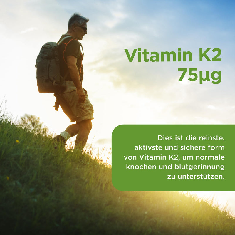 [Australia] - Healthspan Vitamin K2 75 µg | Bone and blood health | Purest and most active form | Vegan | 60 capsules 