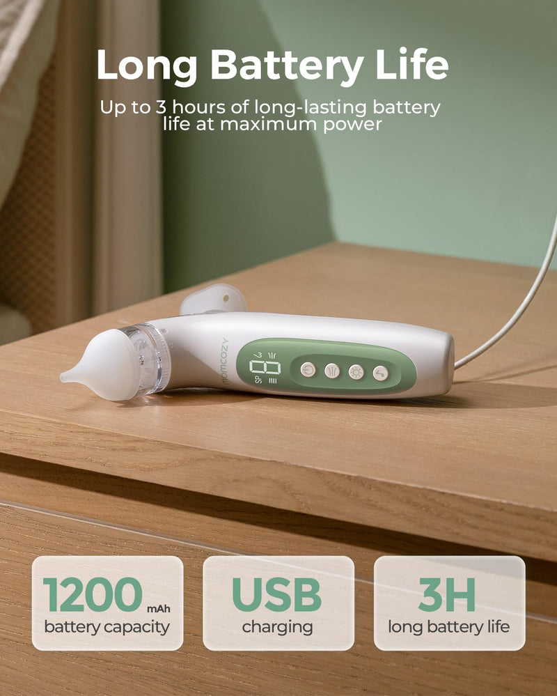 [Australia] - Momcozy BreezyClear‚Ñ¢ 2-in-1 Electric Nasal Aspirator for Baby with Spray, 65kPa Hospital-Grade Suction, 4 Adjustable Levels, Quiet & Portable Nose Cleaner with Soothing Light & Music 