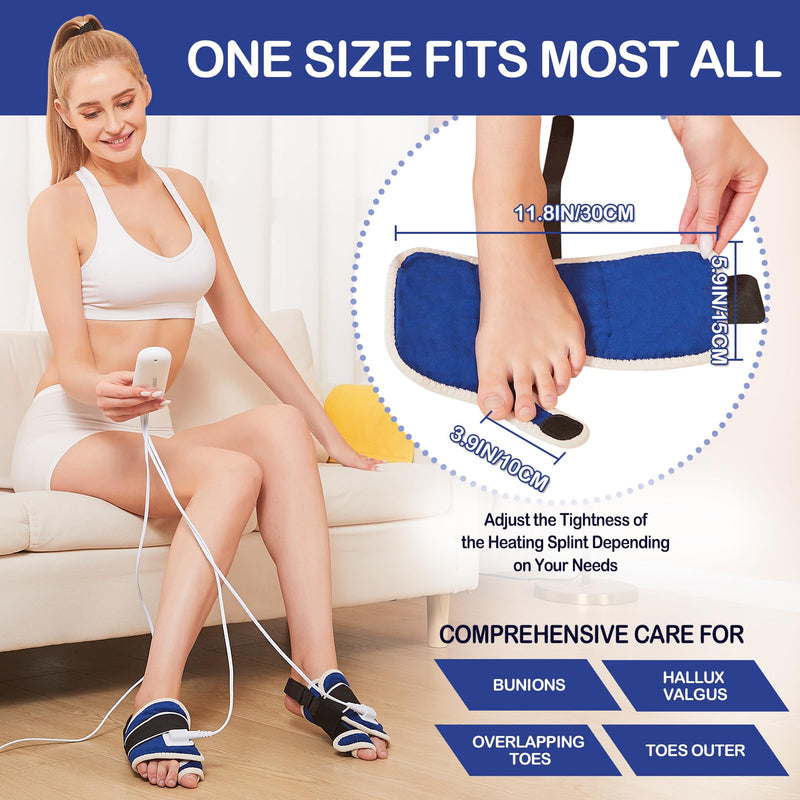 JOBYNA Electric Heating Bunion Correction, 2PCS 86-158 Big Toe Straightener for Hallux Valgus Bunion Pain Relief, Auto Shut Off, One Size Fits Most All