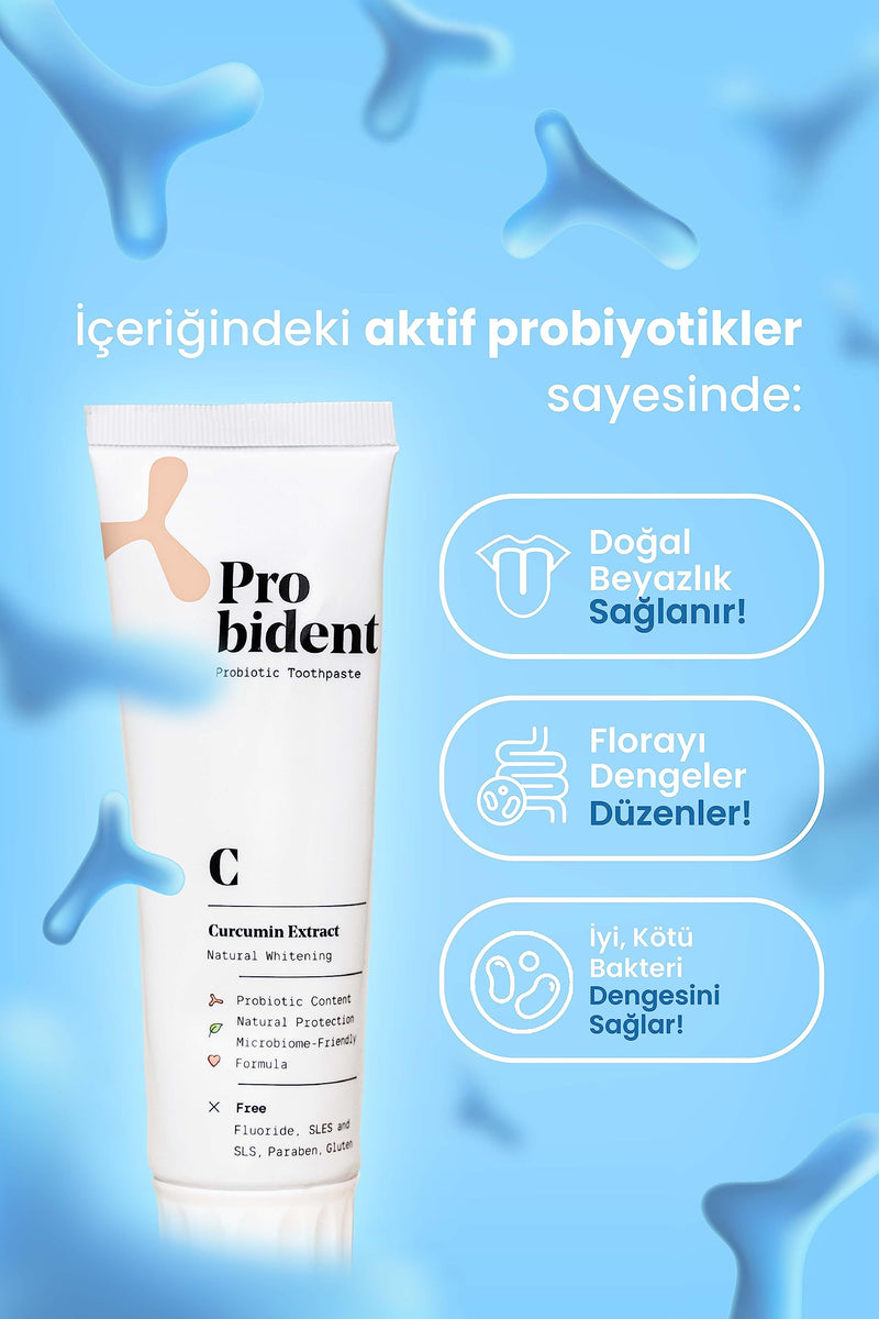 | New Generation Toothpaste with Active Probiotics | Toothpaste for Bad Breath, Whitening, Gum Health with Oral Probiotics & Natural Extracts, 2.5 oz. (Curcumin Extract)