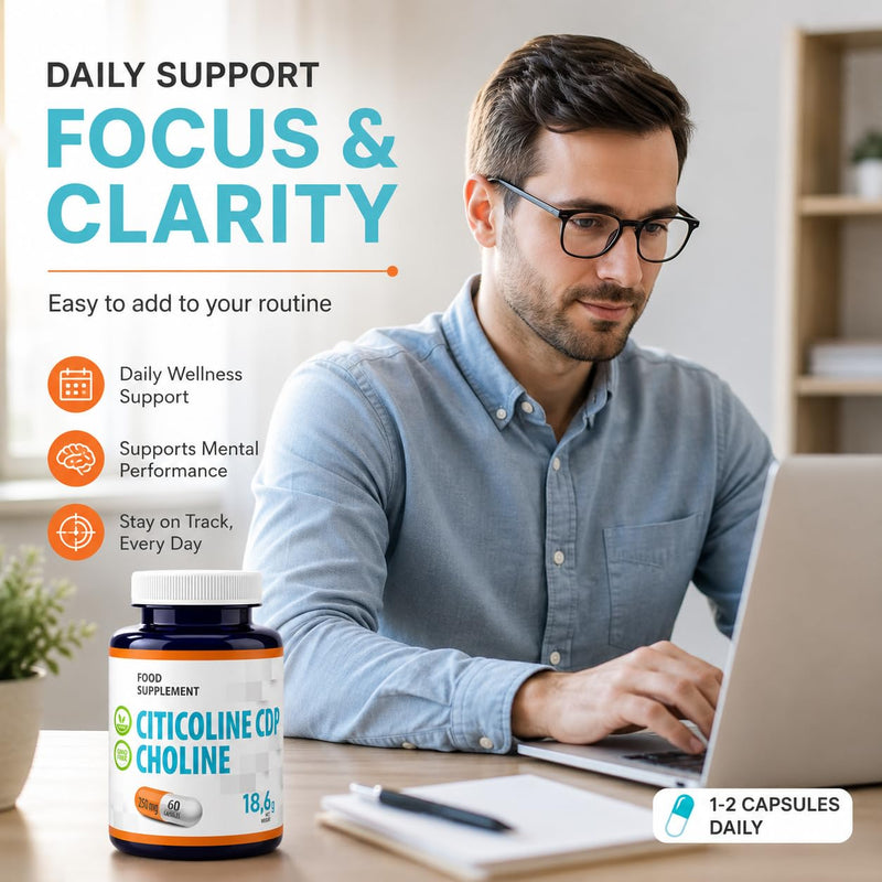 Hepatica Citicoline (CDP-Choline) 250mg | Source of Choline | 60 Vegan Capsules | 2-Month Supply | 3rd Party Lab Tested